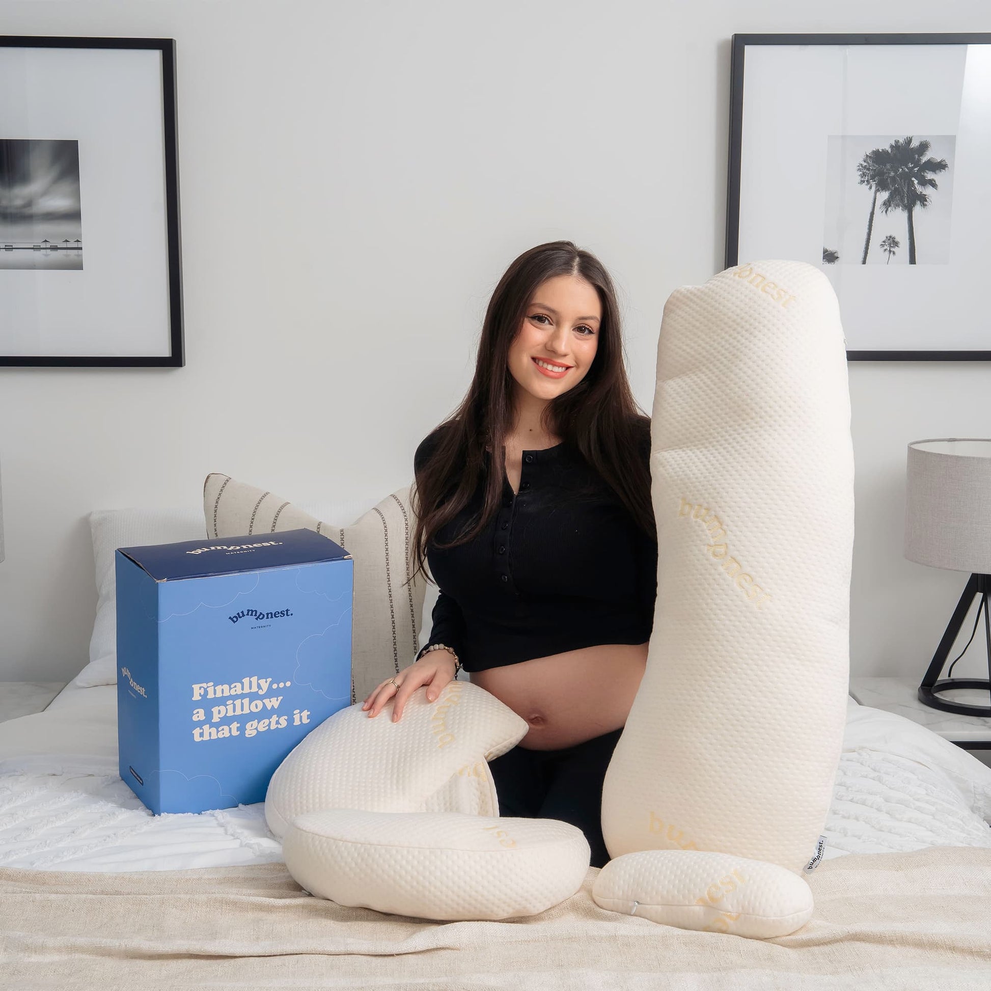 Bumpnest adjustable maternity pillow helping Australian pregnant woman sleep comfortably